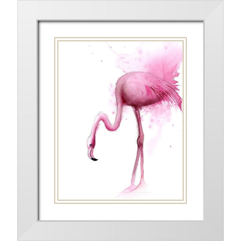 Flamingo II White Modern Wood Framed Art Print with Double Matting by Shefranov, Olga