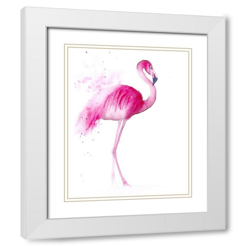 Flamingo III White Modern Wood Framed Art Print with Double Matting by Shefranov, Olga