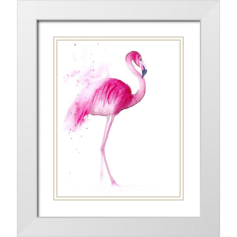 Flamingo III White Modern Wood Framed Art Print with Double Matting by Shefranov, Olga