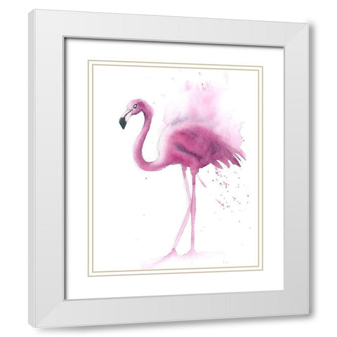 Flamingo V White Modern Wood Framed Art Print with Double Matting by Shefranov, Olga