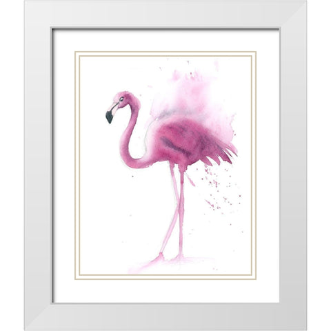 Flamingo V White Modern Wood Framed Art Print with Double Matting by Shefranov, Olga