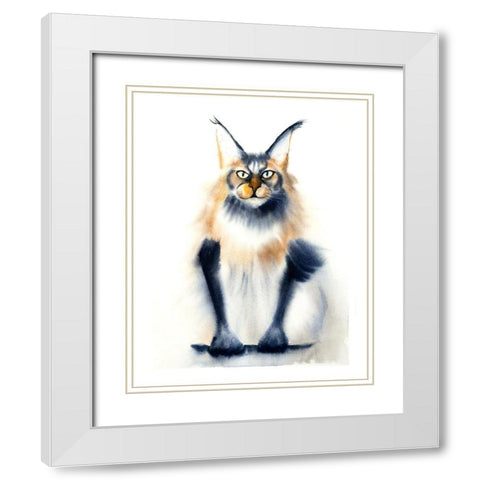 Wild Cat White Modern Wood Framed Art Print with Double Matting by Shefranov, Olga
