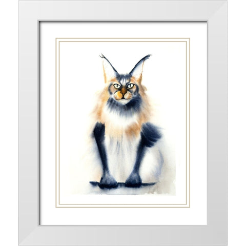 Wild Cat White Modern Wood Framed Art Print with Double Matting by Shefranov, Olga