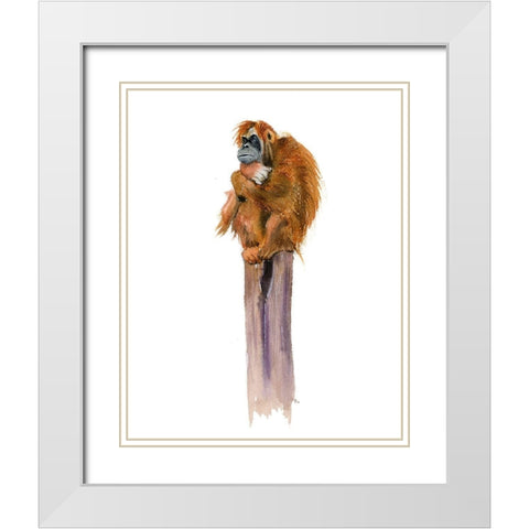 Monkey White Modern Wood Framed Art Print with Double Matting by Shefranov, Olga