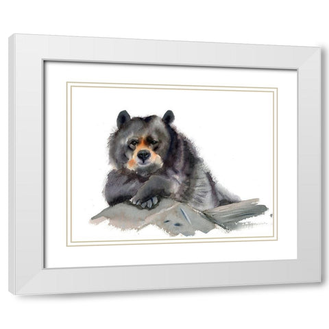 Bear III White Modern Wood Framed Art Print with Double Matting by Shefranov, Olga