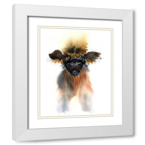 Calf White Modern Wood Framed Art Print with Double Matting by Shefranov, Olga