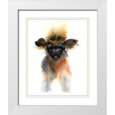 Calf White Modern Wood Framed Art Print with Double Matting by Shefranov, Olga