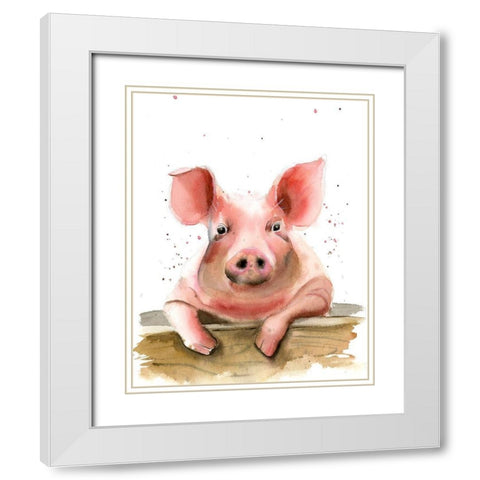 Piglet White Modern Wood Framed Art Print with Double Matting by Shefranov, Olga