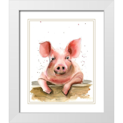 Piglet White Modern Wood Framed Art Print with Double Matting by Shefranov, Olga