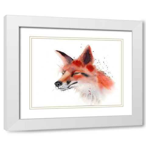 Fox White Modern Wood Framed Art Print with Double Matting by Shefranov, Olga