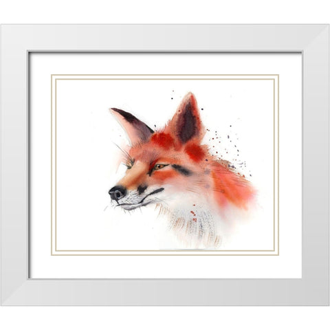 Fox White Modern Wood Framed Art Print with Double Matting by Shefranov, Olga