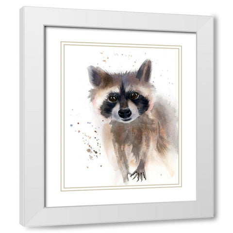 Raccoon White Modern Wood Framed Art Print with Double Matting by Shefranov, Olga