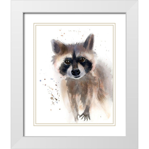 Raccoon White Modern Wood Framed Art Print with Double Matting by Shefranov, Olga