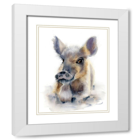 Pig White Modern Wood Framed Art Print with Double Matting by Shefranov, Olga