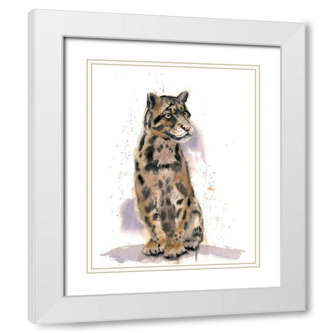 Wild Cat White Modern Wood Framed Art Print with Double Matting by Shefranov, Olga