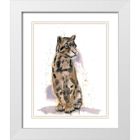 Wild Cat White Modern Wood Framed Art Print with Double Matting by Shefranov, Olga