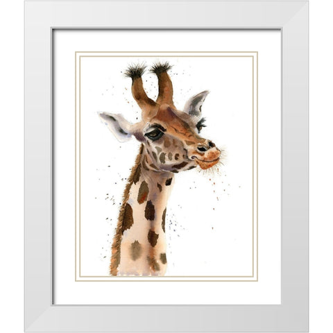 Giraffe III White Modern Wood Framed Art Print with Double Matting by Shefranov, Olga