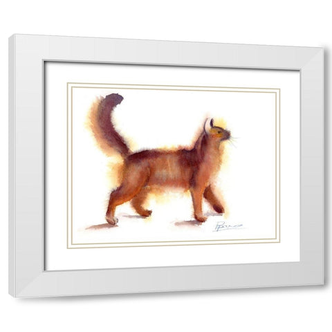 Cat White Modern Wood Framed Art Print with Double Matting by Shefranov, Olga