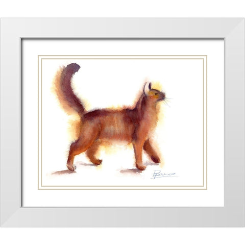 Cat White Modern Wood Framed Art Print with Double Matting by Shefranov, Olga