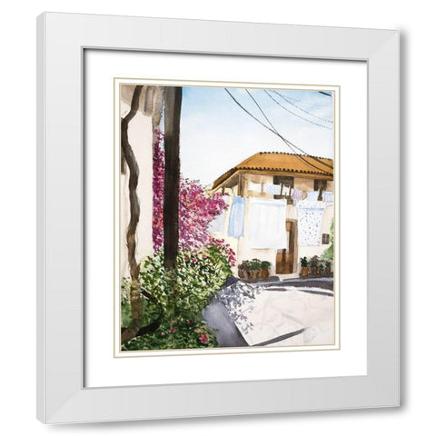 Clothesline White Modern Wood Framed Art Print with Double Matting by Shefranov, Olga