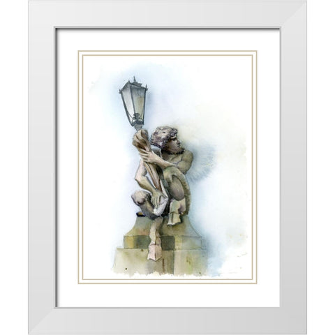 Lamp Post White Modern Wood Framed Art Print with Double Matting by Shefranov, Olga