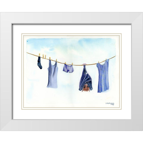 Clothesline II White Modern Wood Framed Art Print with Double Matting by Shefranov, Olga