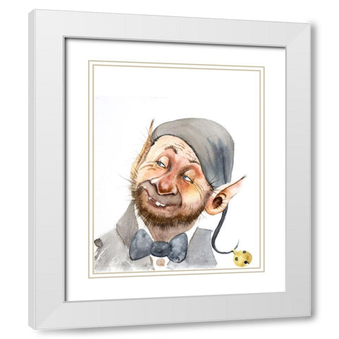 Bow Tie Guy White Modern Wood Framed Art Print with Double Matting by Shefranov, Olga
