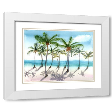 Palm Trees White Modern Wood Framed Art Print with Double Matting by Shefranov, Olga