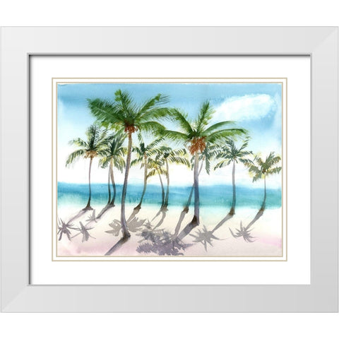Palm Trees White Modern Wood Framed Art Print with Double Matting by Shefranov, Olga