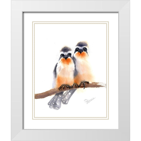 Bird Buds White Modern Wood Framed Art Print with Double Matting by Shefranov, Olga