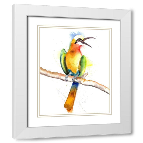 Tropical Bird II White Modern Wood Framed Art Print with Double Matting by Shefranov, Olga