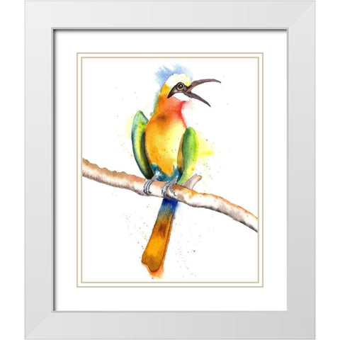 Tropical Bird II White Modern Wood Framed Art Print with Double Matting by Shefranov, Olga