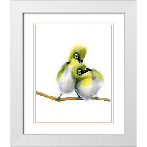 Lime Green Cuties White Modern Wood Framed Art Print with Double Matting by Shefranov, Olga