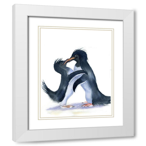 Penguins White Modern Wood Framed Art Print with Double Matting by Shefranov, Olga