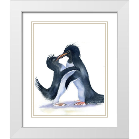 Penguins White Modern Wood Framed Art Print with Double Matting by Shefranov, Olga