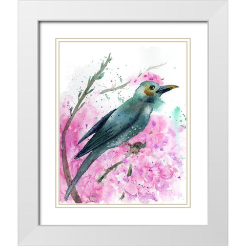 Pink Floral II White Modern Wood Framed Art Print with Double Matting by Shefranov, Olga