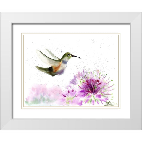 Hummingbird White Modern Wood Framed Art Print with Double Matting by Shefranov, Olga