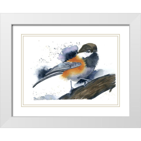Chickadee II White Modern Wood Framed Art Print with Double Matting by Shefranov, Olga