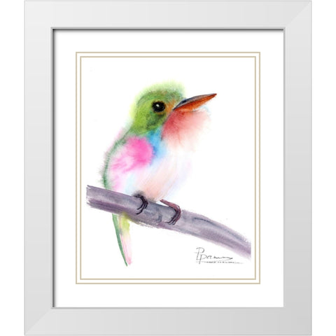 Tropical Bird V White Modern Wood Framed Art Print with Double Matting by Shefranov, Olga