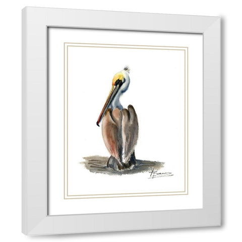 Beach Bird White Modern Wood Framed Art Print with Double Matting by Shefranov, Olga