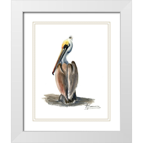 Beach Bird White Modern Wood Framed Art Print with Double Matting by Shefranov, Olga