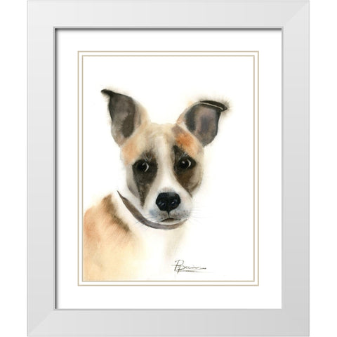 Pup White Modern Wood Framed Art Print with Double Matting by Shefranov, Olga
