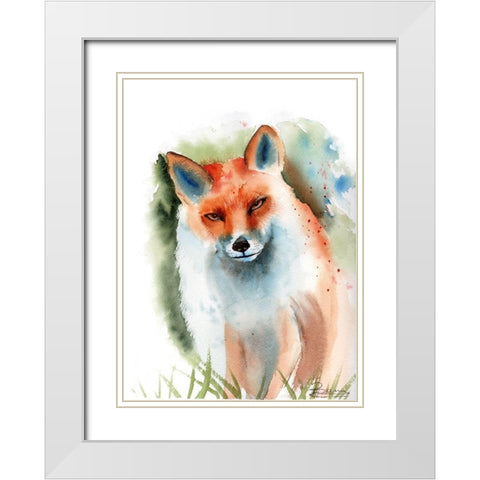 Fox II White Modern Wood Framed Art Print with Double Matting by Shefranov, Olga