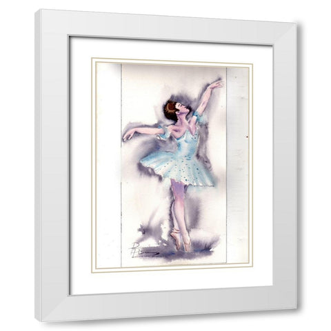 Ballet Dancer White Modern Wood Framed Art Print with Double Matting by Shefranov, Olga