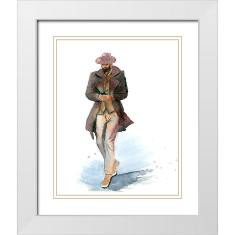 Cowboy White Modern Wood Framed Art Print with Double Matting by Shefranov, Olga