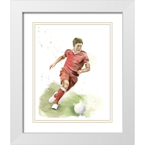 Soccer Player White Modern Wood Framed Art Print with Double Matting by Shefranov, Olga