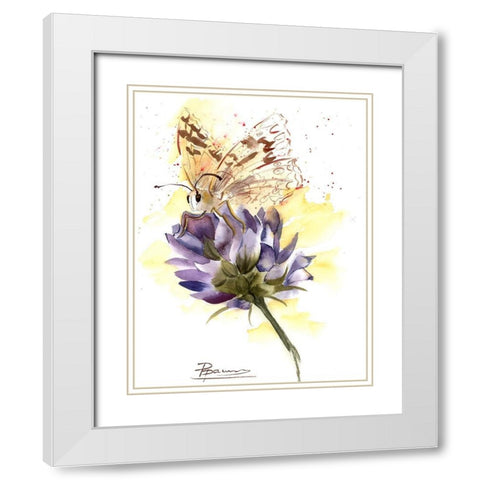 Butterfly White Modern Wood Framed Art Print with Double Matting by Shefranov, Olga