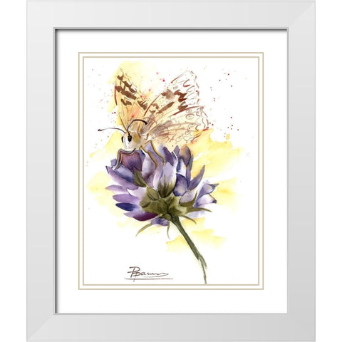 Butterfly White Modern Wood Framed Art Print with Double Matting by Shefranov, Olga