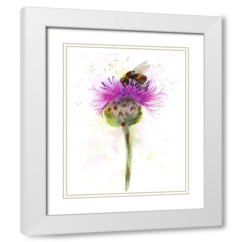 Bumble Bee White Modern Wood Framed Art Print with Double Matting by Shefranov, Olga