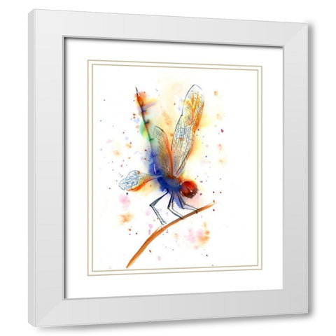 Dragonfly II White Modern Wood Framed Art Print with Double Matting by Shefranov, Olga